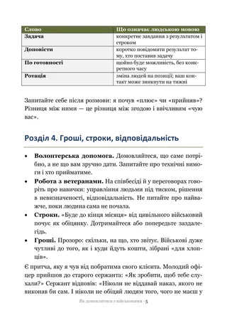 Сторінка методички «Як домовлятися з військовими»: Гроші, строки, відповідальність
