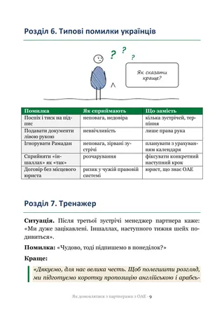 Сторінка методички «Як домовлятися з партнерами з ОАЕ»: Тренажер — ситуації, на яких ламаються переговори